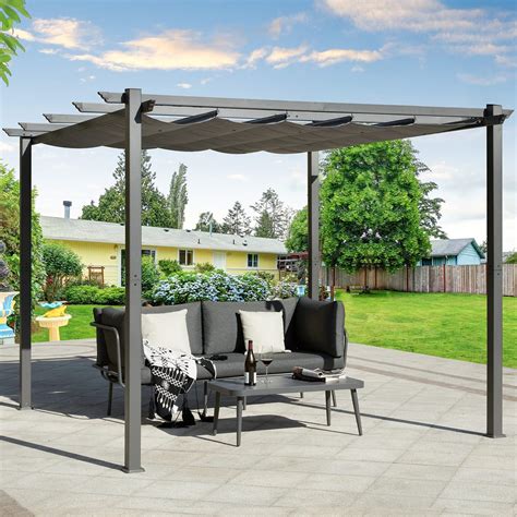 Buy Mellcom 10x10 Outdoor Patio Pergola Gazebo with Retractable Canopy ...