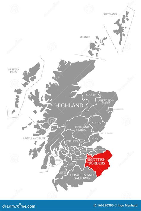 Scottish Borders Red Highlighted in Map of Scotland UK Stock Illustration - Illustration of ...