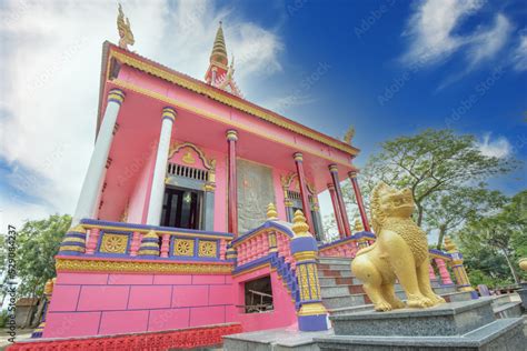 Ancient Khmer pagoda architecture. The main hall of Krang Krhoch Khmer Pagoda (Hang Cong Pagoda ...