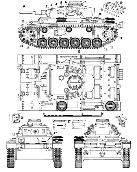 Panzer III Blueprint - Download free blueprint for 3D modeling