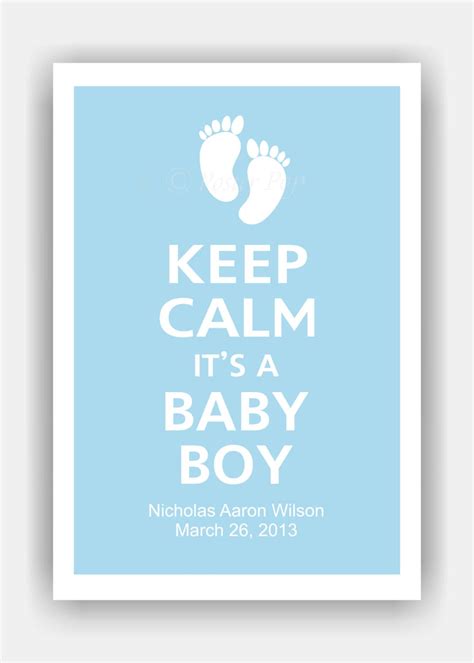 Items similar to Keep Calm It's A BABY BOY Poster with Personalization Option 13x19 (Powder Blue ...