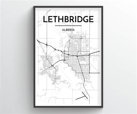 LETHBRIDGE ALBERTA City Map Print // modern minimalist art | Etsy