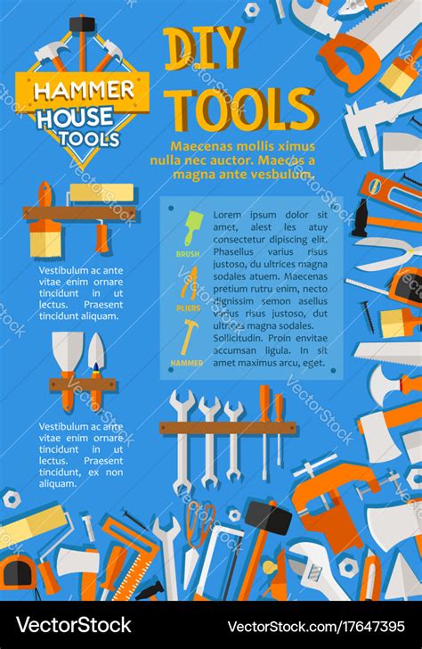 Diy work tools poster for home repair Royalty Free Vector