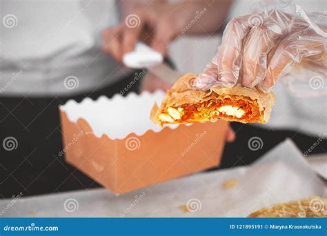 A Piece of Strudel with Filling Put in a Box. Stock Image - Image of ...
