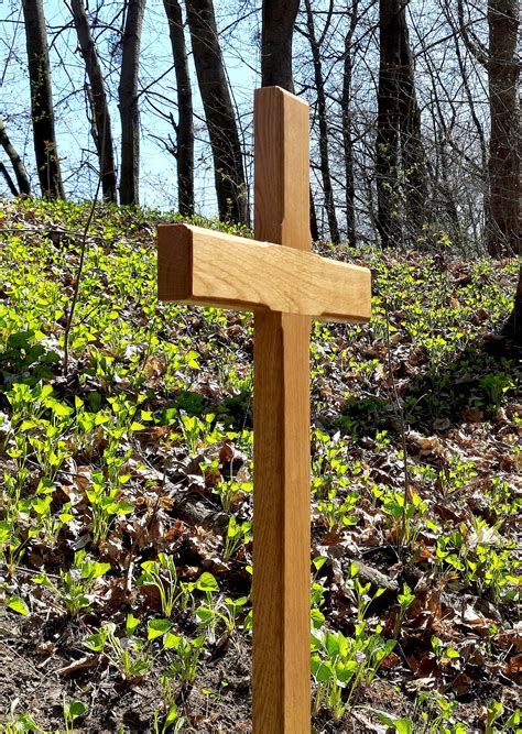 Large 36 Solid Oak Wood Memorial Cross Wooden | Etsy