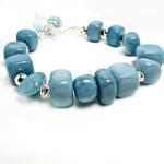 Blue Jade Bracelet - Blue Jewelry- Flower Jewelry-Flower Bracelet-Blue ...