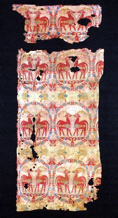 Samite with confronted deer in medallions Central Asia; 7th-8th century 105 x 46 cm This ...