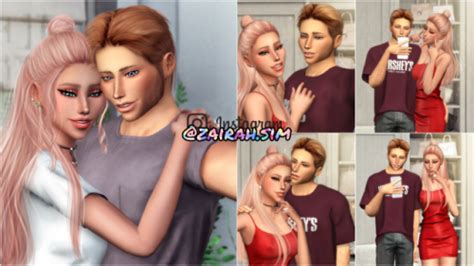 sims 4 cc // custom content couple pose pack // Selfies Poses # 5 by Zairah Sims Cute Friend ...