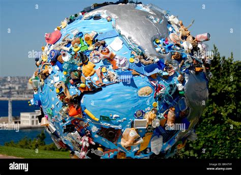 sea pollution concept, "Peur blue", Globe sculpture, by Coolglobes Marseille 2010, Marseille ...