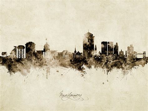 Montgomery Alabama Skyline Digital Art by Michael Tompsett