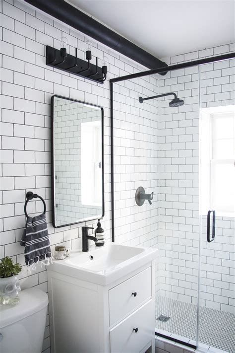 A Modern Meets Traditional Black and White Bathroom Makeover - Kristina ...