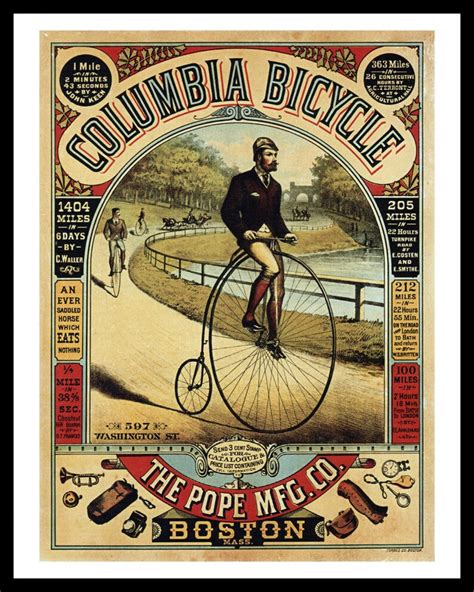 Columbia Bicycle Advertisement Antique Bike Ad Poster Old - Etsy