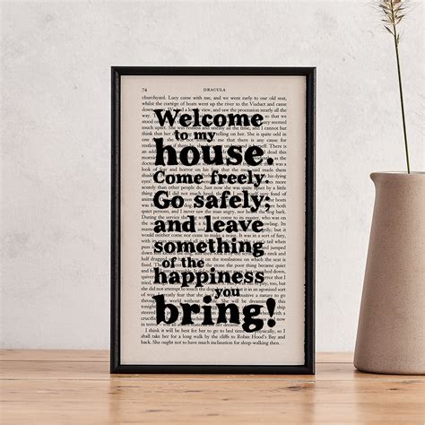 DRACULA QUOTES | "WELCOME TO MY HOUSE | NEW HOME GIFT | BOOK PAGE ART — Bookishly