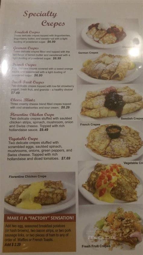 Menu of The Pancake Factory in Los Angeles, CA 91606