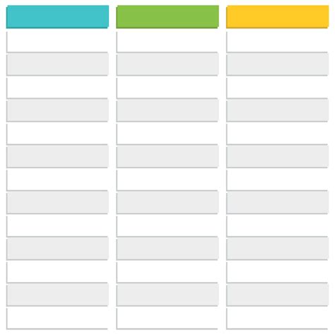 Printable Blank 3 Column Chart With Lines