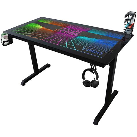 Tempered Glass Gaming Desk w/ Breathing RGB Lights | XGAME-DESK | AFW.com