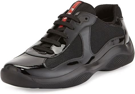 Prada Patent Leather America's Cup Mesh Black Trainers 8.5: Amazon.co ...