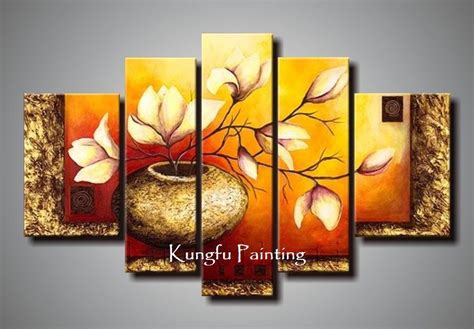 100% Hand Painted Unframed Abstract 5 Panel Canvas Art Living Room Wall ...