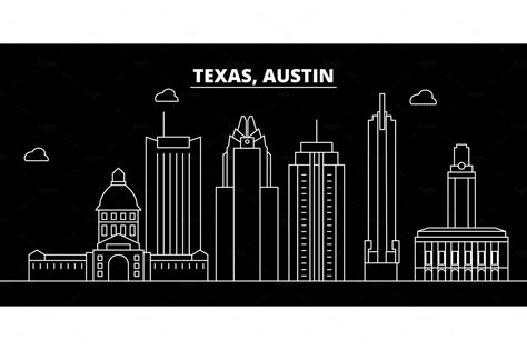 Austin silhouette skyline. USA - Austin vector city, american linear architecture, buildings ...