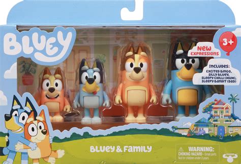 Buy Bluey & Family Mini Figure 4-Pack Excited Bingo, Silly Bluey ...
