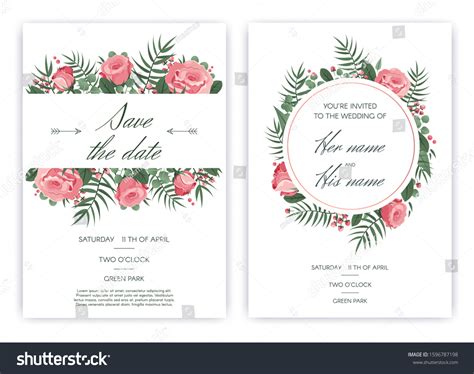 Stylish Wedding Frame Template Flowers Romantic Stock Vector (Royalty ...