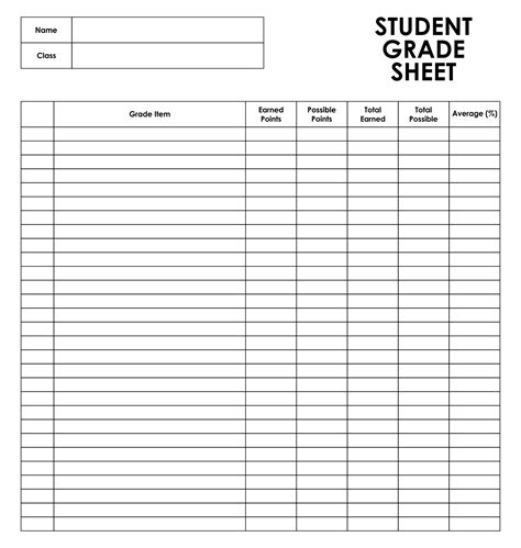 Grade Sheets For Teachers - 10 Free PDF Printables | Printablee