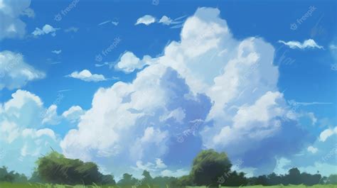 Premium Photo | Anime landscape, the wind in the sky, clouds, and boy