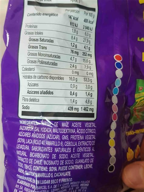 Takis Fuego Nutrition Label