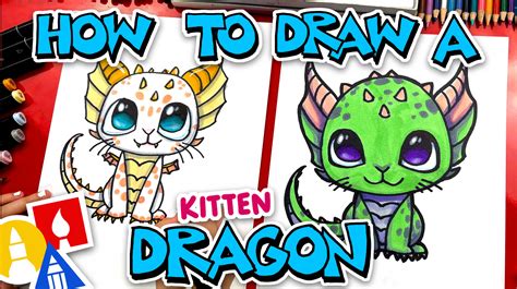 How To Draw A Mythical Kitten Dragon - Art For Kids Hub