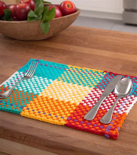 Loom Woven Placemat at Joann.com | Loom knitting projects, Loom knitting, Loom knitting patterns