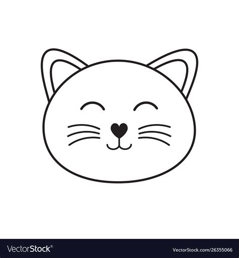 Cat Face Cartoon Black White Line Coloring Sheet Colouring Page | The ...