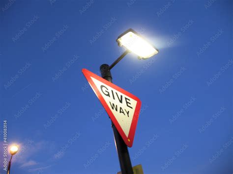 give way road sign Stock Photo | Adobe Stock