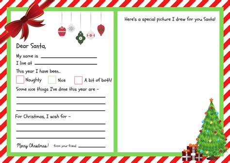 Printable Santa Letter Template Free