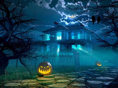 Halloween Haunted House backdrop 2 - Mybackdrop.co.uk