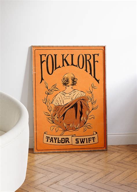 Taylor Folklore Album Cover Poster Trendy Pop Music Wall Art Digital Artwork Preppy Illustration ...