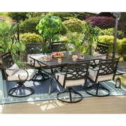 7 Pieces Heavy Duty Metal Patio Dining Sets with 6 Swivel Chairs ...