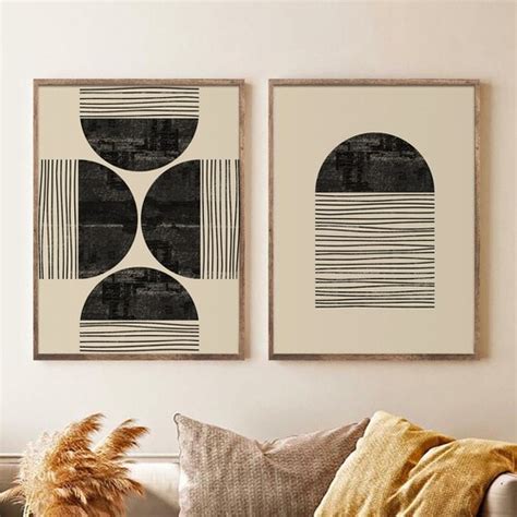 Mid Century Modern Geometric Art Set of 3 Prints Boho Art - Etsy