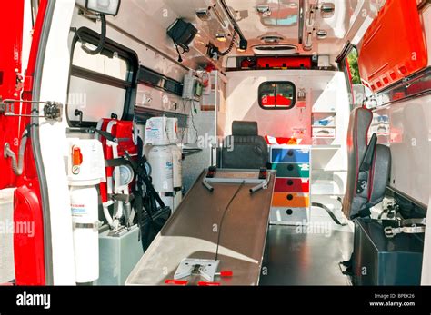 Interior of Renault Master "Sanicar" Sapeurs-Pompiers rescue / ambulance tender - Indre-et-Loire ...