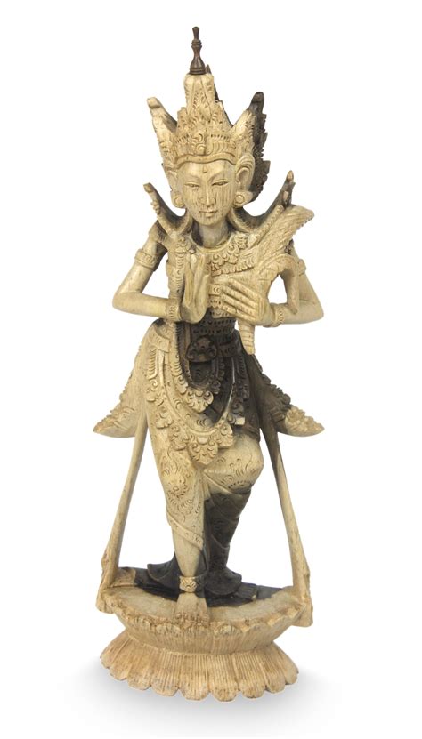 Dewi Sri Goddess Hand Carved Wood Sculpture - Dewi Sri Goddess | NOVICA