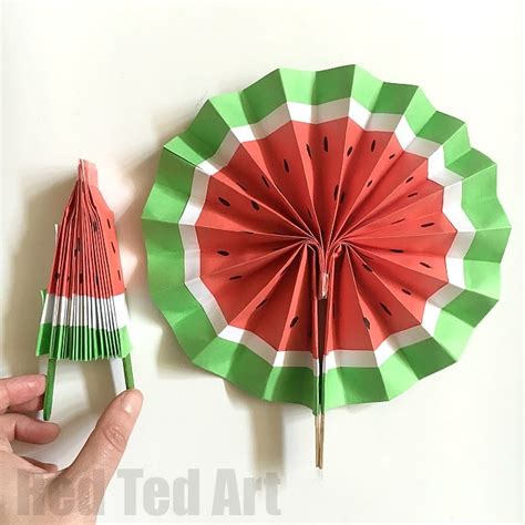 DIY Paper Fan - Melon Fans! - Red Ted Art - Kids Crafts