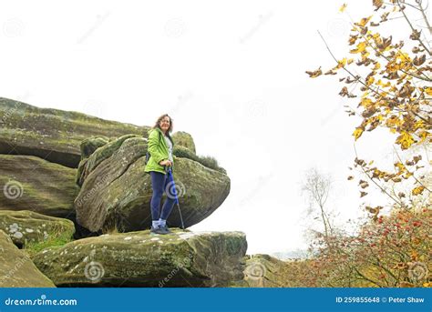 Hiking and Climbing, at Brimham Rocks, in Autumn. Stock Photo - Image of harrogate, england ...