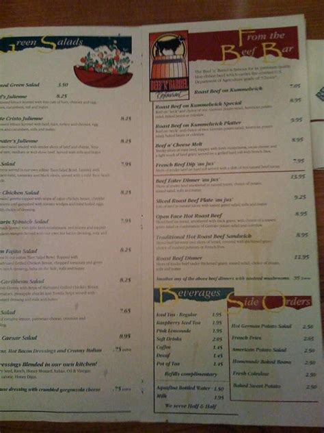 Menu at Beef-N-Barrel, Olean