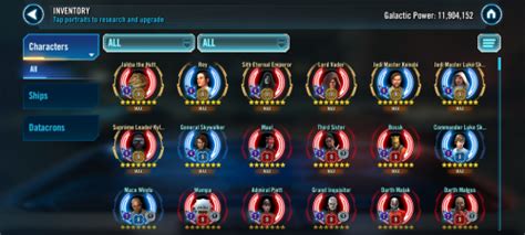 Create a Every single character in Star Wars: Galaxy of Heroes Tier ...