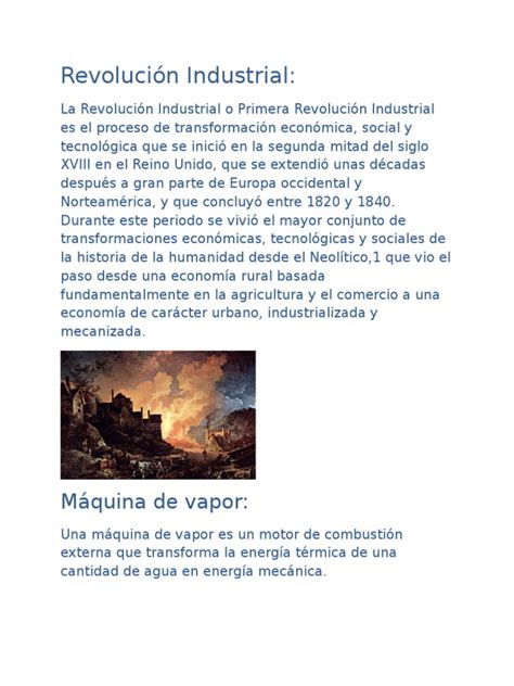 Revolución Industrial resumen corto