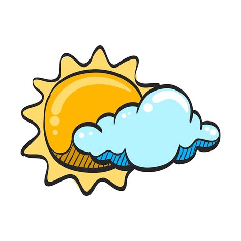 Premium Vector | Weather forecast partly sunny icon in hand drawn color vector illustration