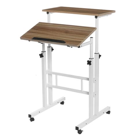 2 Tier Computer Laptop Mobile Standing Desk, Multifunctional Stand-Up ...