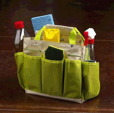 Caddy Tote Cleaning Supplies Tools Canvas Bag Organizer Housekeeping ...