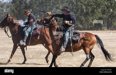 Cavalry Scouts in Action at the Hawes Farm Civil War Reenactment in ...