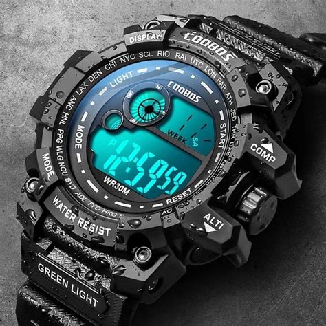 Relo COOBOS Men Digital Watches Sports Waterproof Watch LED Display ...