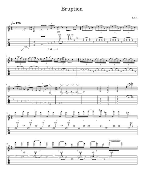 Van Halen Eruption Sheet Music Notes, Chords Download Printable Guitar ...